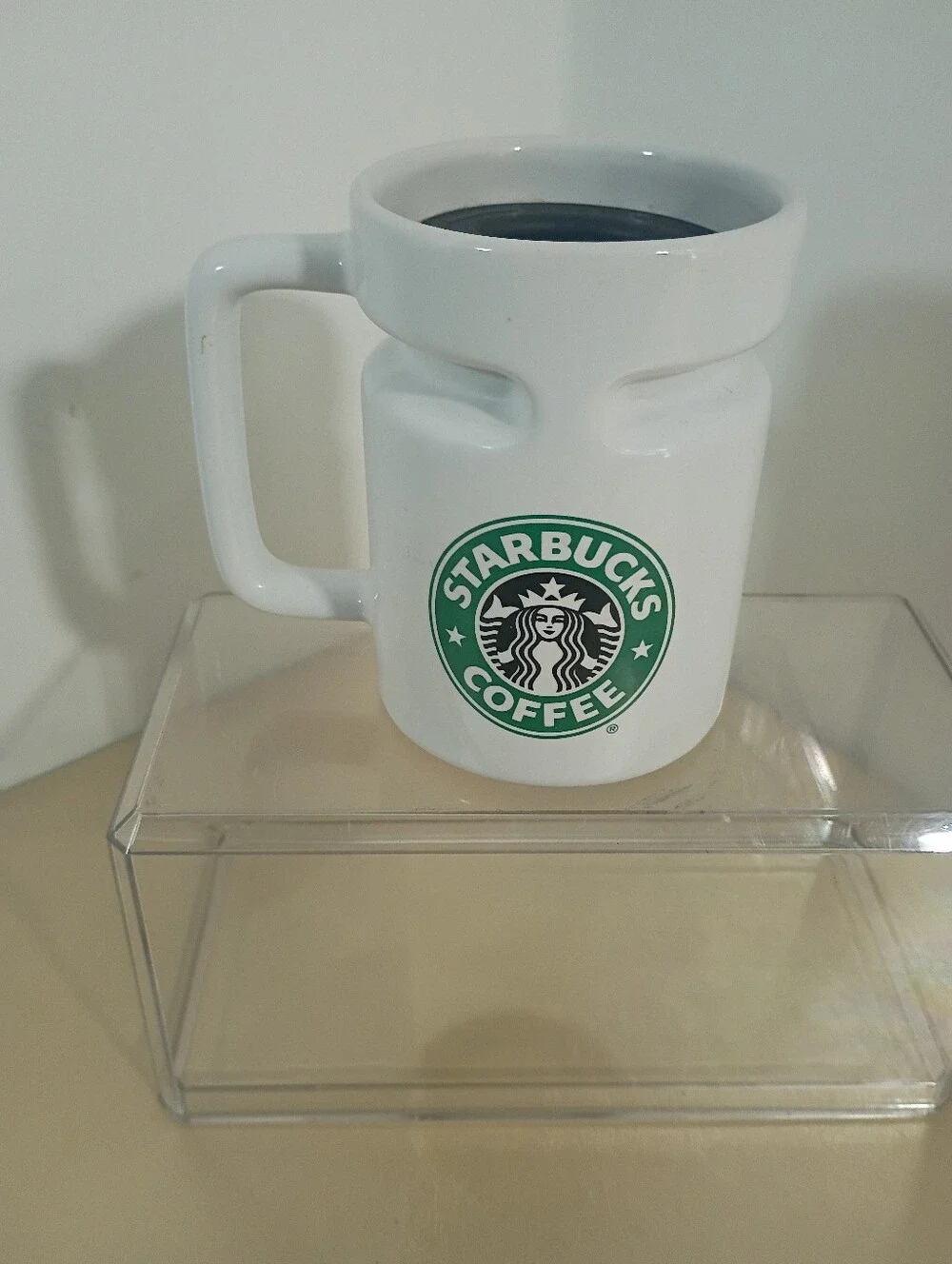 Starbucks Ceramic Coffee Cup Siren Split Tail Logo Mug Hotjo 1987-1992 With Lid.